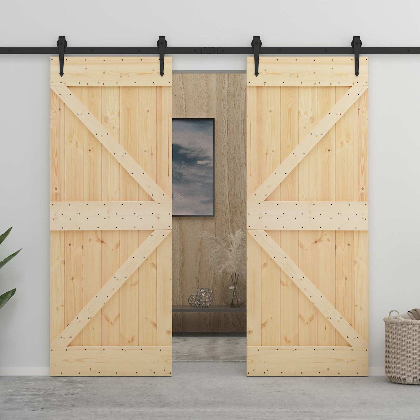 Door NARVIK Natural 39.37 x 82.68 in Solid Pine Wood