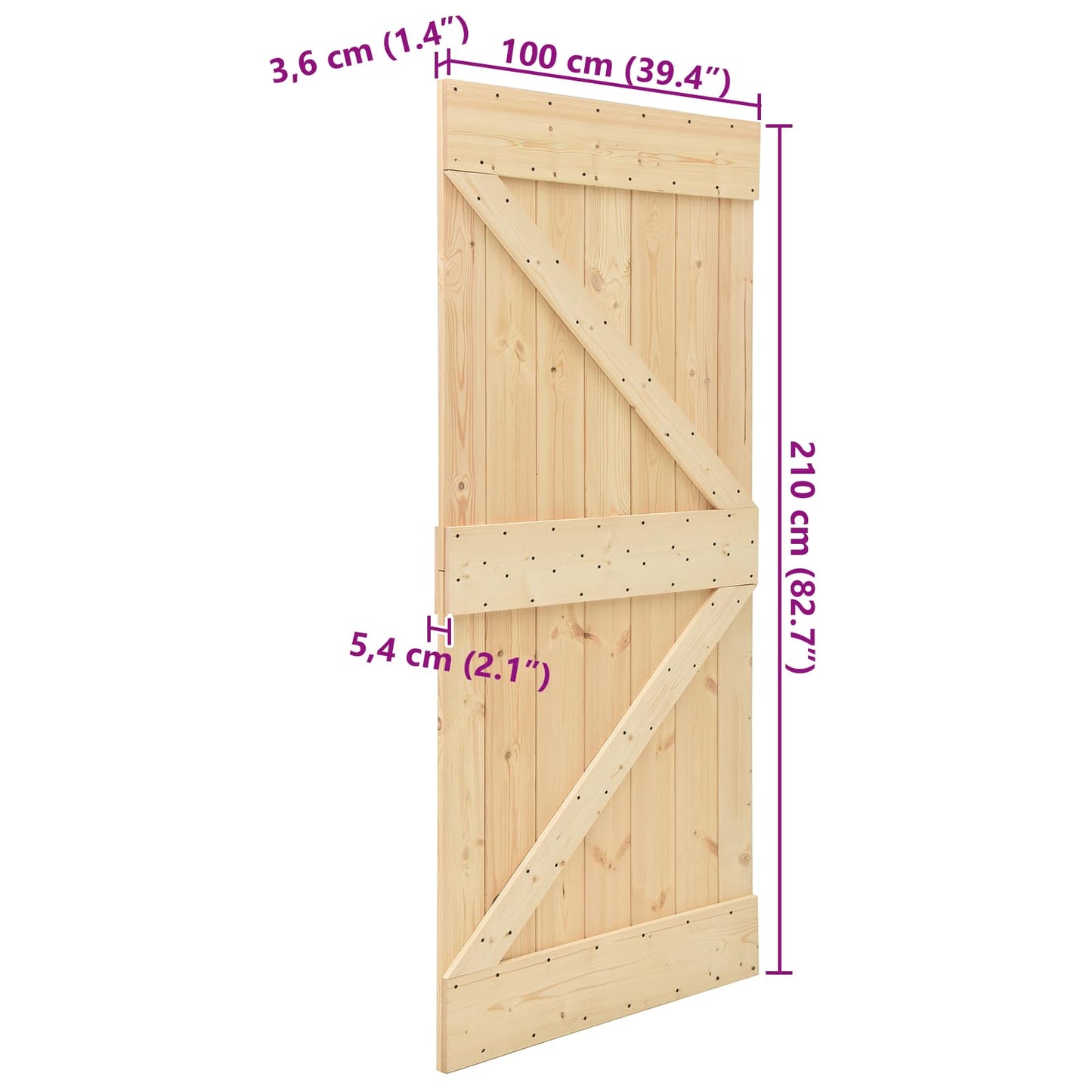 Door NARVIK Natural 39.37 x 82.68 in Solid Pine Wood