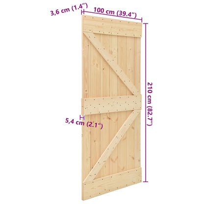 Door NARVIK Natural 39.37 x 82.68 in Solid Pine Wood