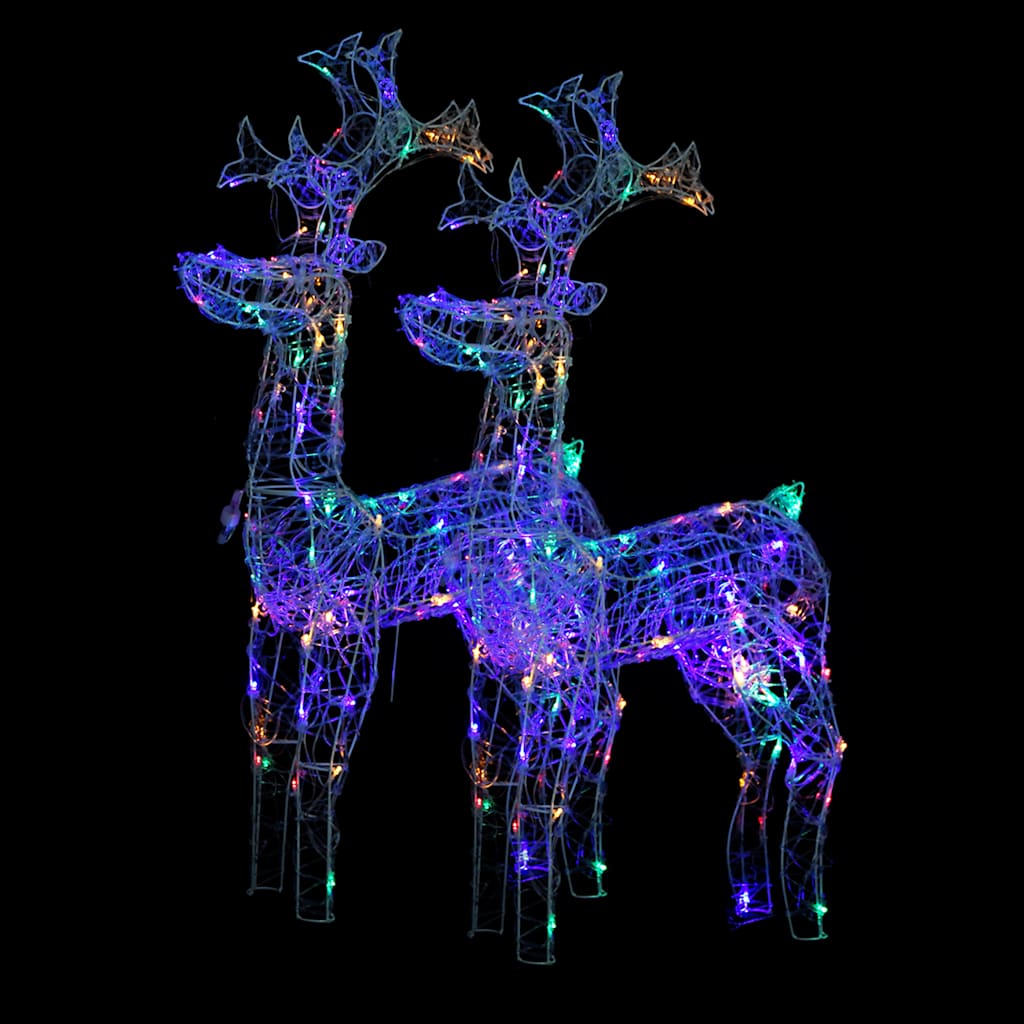 Reindeer Christmas Decoration Set of 2 Multicolour Acrylic