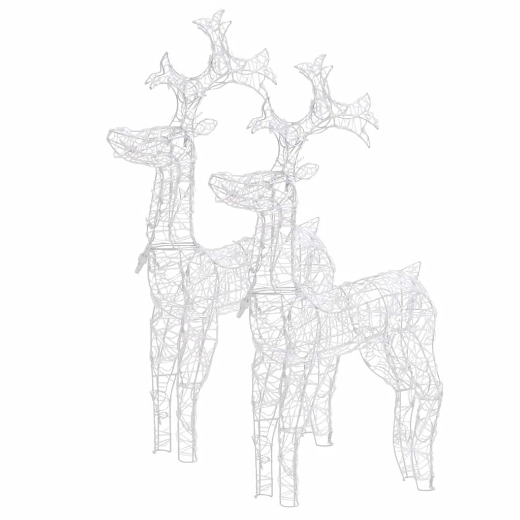 Reindeer Christmas Decoration Set of 2 Multicolour Acrylic