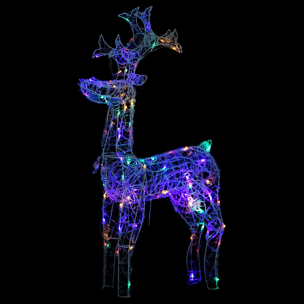 Reindeer Christmas Decoration Set of 2 Multicolour Acrylic