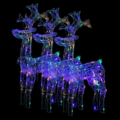 Reindeer Christmas Decoration Set of 3 Multicolor Acrylic