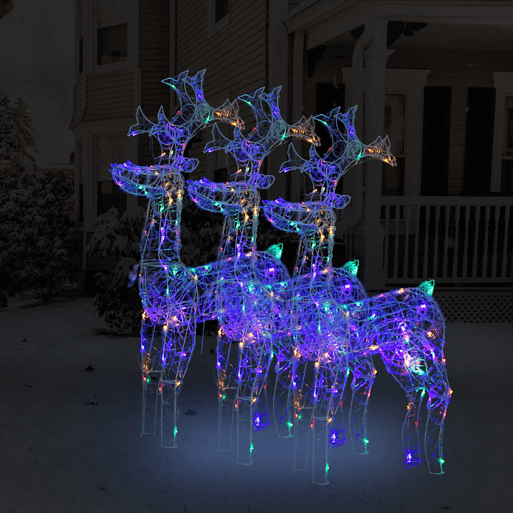 Reindeer Christmas Decoration Set of 3 Multicolor Acrylic