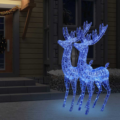 XXL Acrylic Christmas Reindeers 250 LED 2 pcs 70.9" Blue