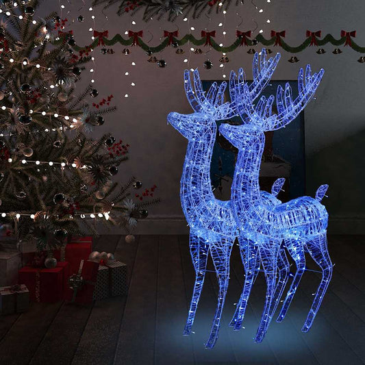 XXL Acrylic Christmas Reindeers 250 LED 2 pcs 70.9" Blue