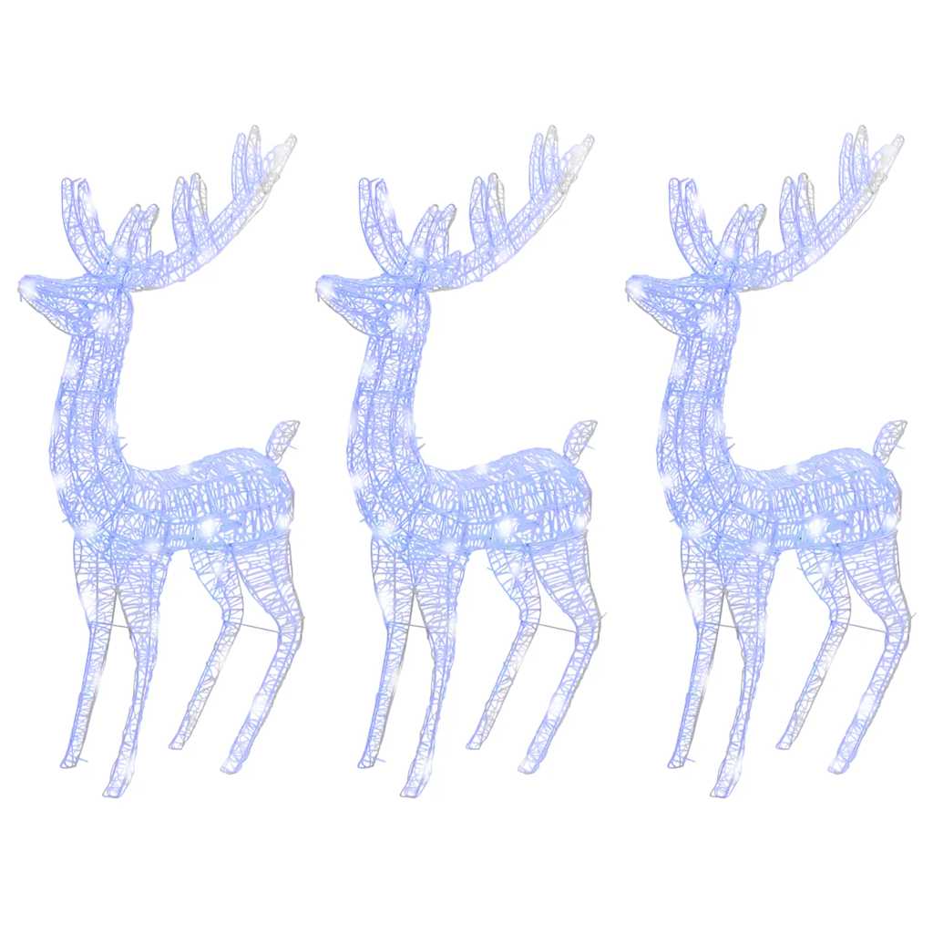 XXL Acrylic Christmas Reindeers 250 LED 3 pcs 70.9" Blue