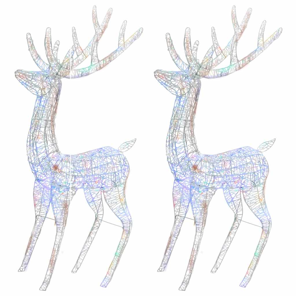 XXL Acrylic Christmas Reindeers 250 LED 2 pcs 70.9" Multicolor