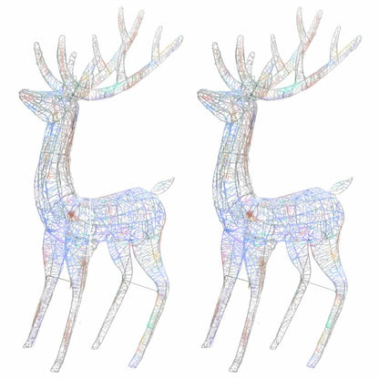 XXL Acrylic Christmas Reindeers 250 LED 2 pcs 70.9" Multicolor