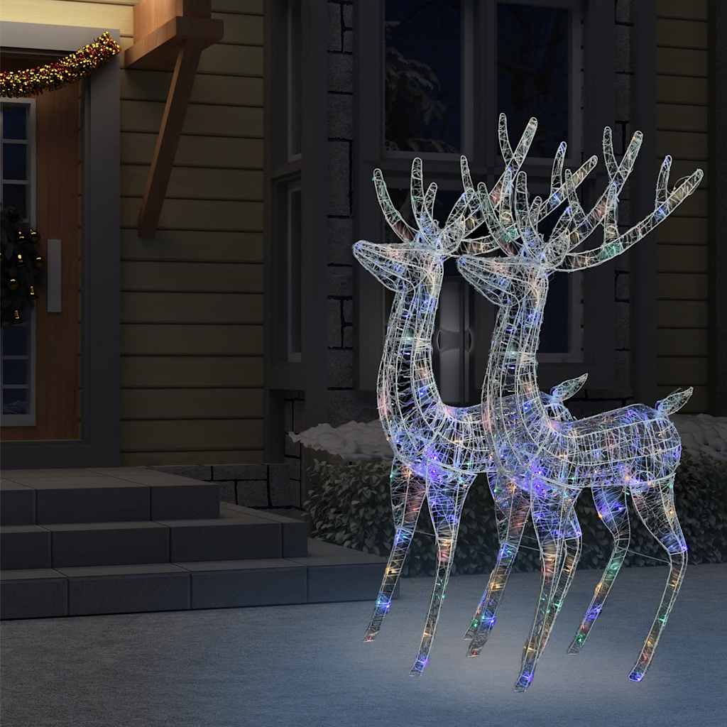 XXL Acrylic Christmas Reindeers 250 LED 2 pcs 70.9" Multicolor