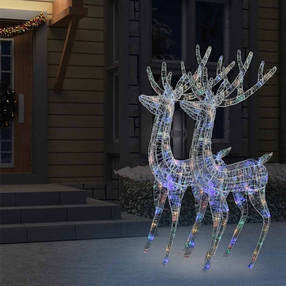 XXL Acrylic Christmas Reindeers 250 LED 2 pcs 70.9" Multicolor