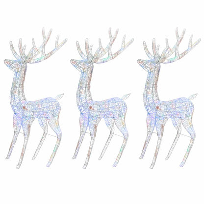 XXL Acrylic Christmas Reindeers 250 LED 3 pcs 70.9" Multicolor