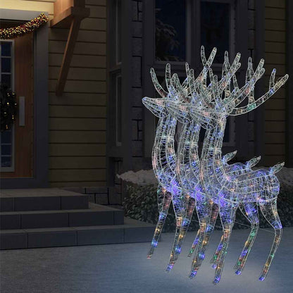 XXL Acrylic Christmas Reindeers 250 LED 3 pcs 70.9" Multicolor