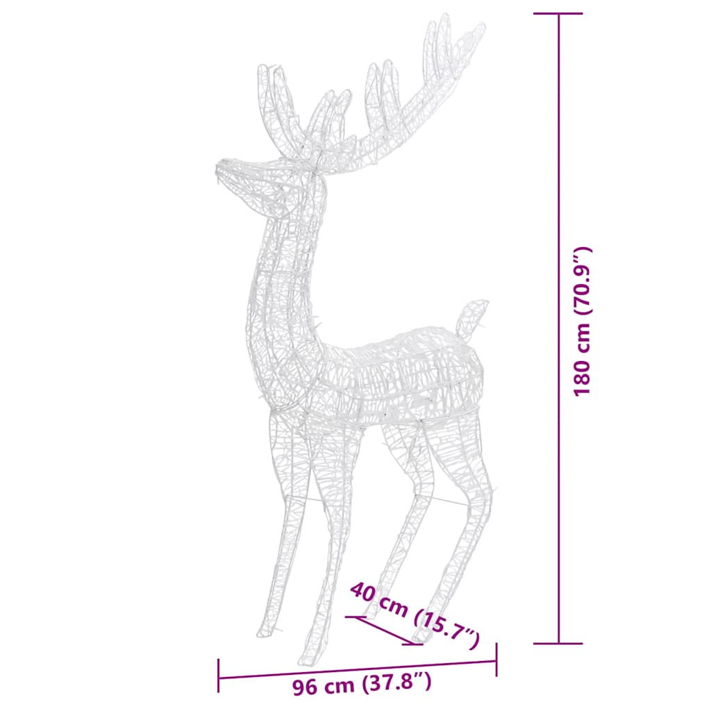 XXL Acrylic Christmas Reindeers 250 LED 3 pcs 70.9" Multicolor