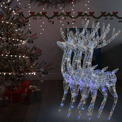 XXL Acrylic Christmas Reindeers 250 LED 3 pcs 70.9" Multicolor