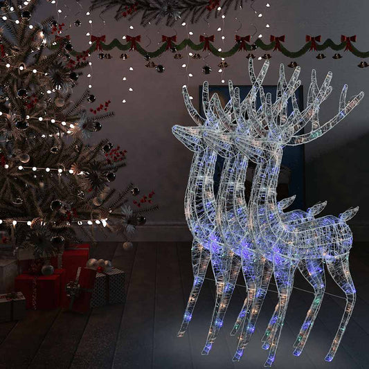 XXL Acrylic Christmas Reindeers 250 LED 3 pcs 70.9" Multicolor
