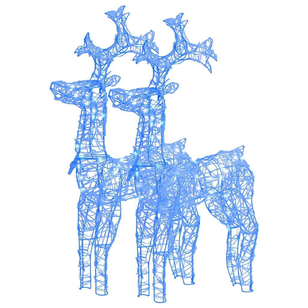 Reindeer Christmas Decoration Set of 2 Blue Acrylic