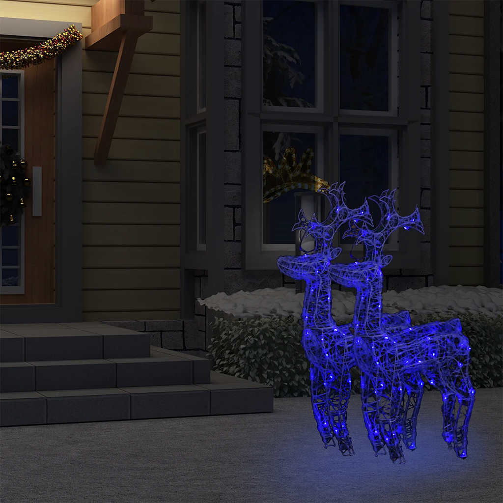 Reindeer Christmas Decoration Set of 2 Blue Acrylic