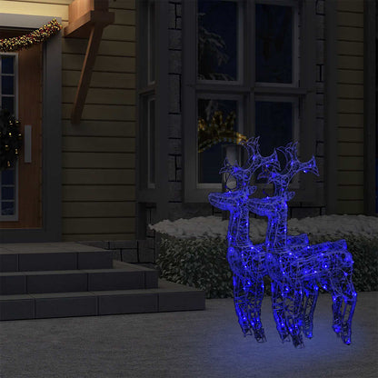 Reindeer Christmas Decoration Set of 2 Blue Acrylic