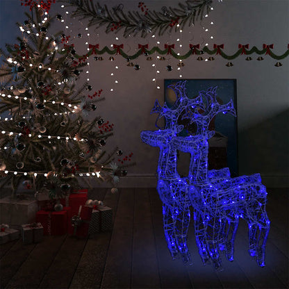 Reindeer Christmas Decoration Set of 2 Blue Acrylic