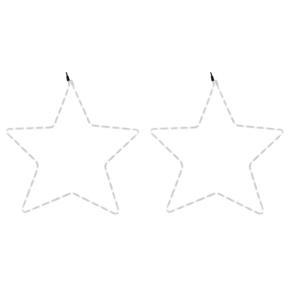 Christmas Star Figure Set of 2 Warm White Steel, PVC Medium