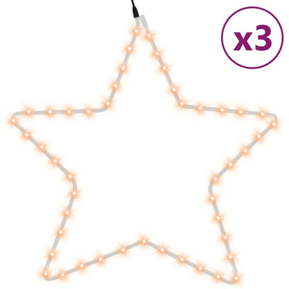 Christmas Star Figure Set of 3 Warm White Steel, PVC Medium