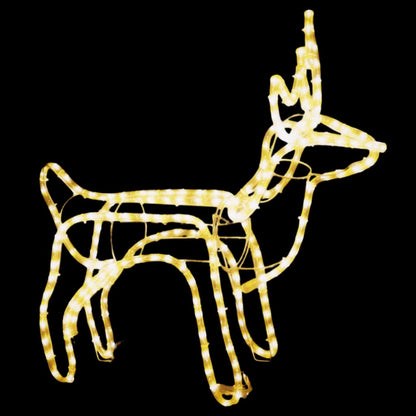 Christmas Reindeer Figure Set of 3 Warm White Steel Foldable