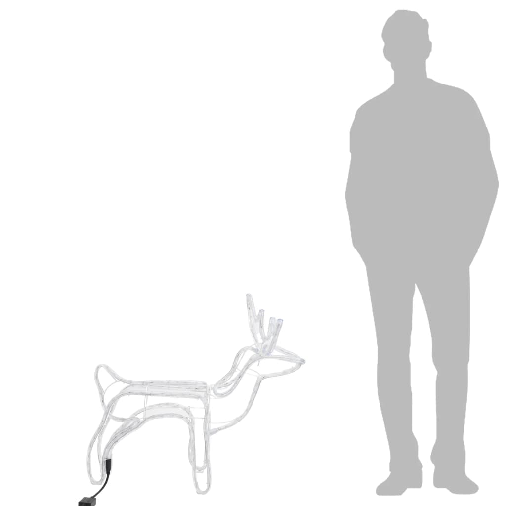 Christmas Reindeer Figure Set of 3 Warm White Steel Foldable