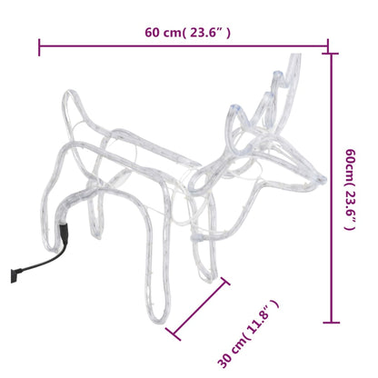 Christmas Reindeer Figure Set of 3 Warm White Steel Foldable