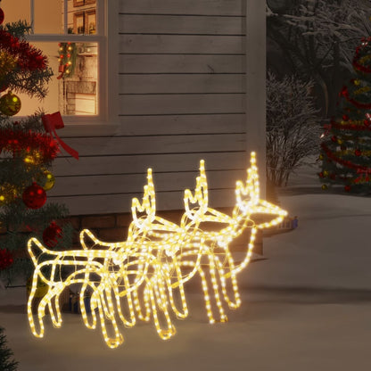Christmas Reindeer Figure Set of 3 Warm White Steel Foldable
