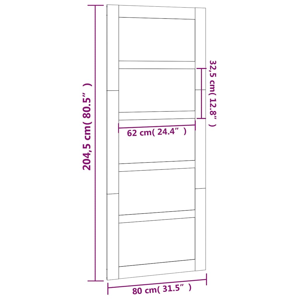 Barn Door 31.5"x0.7"x80.5" Solid Wood Pine