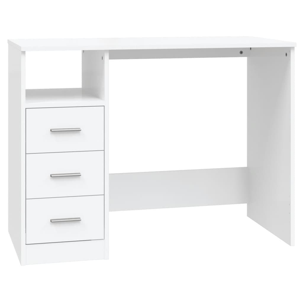Desk with Drawers White 40.2x19.7x29.9" Engineered Wood