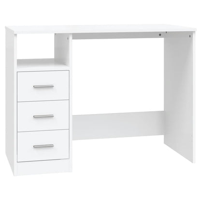 Desk with Drawers White 40.2x19.7x29.9" Engineered Wood