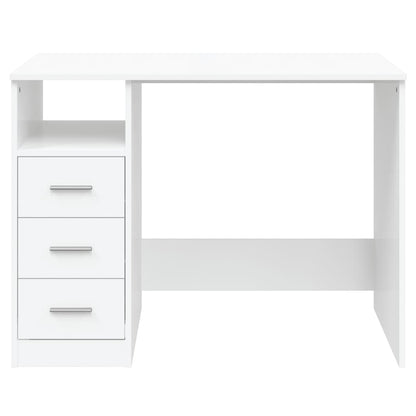 Desk with Drawers White 40.2x19.7x29.9" Engineered Wood