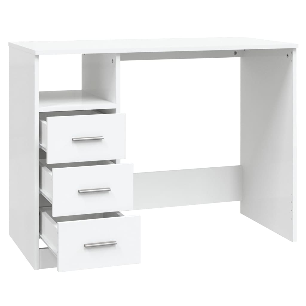 Desk with Drawers White 40.2x19.7x29.9" Engineered Wood