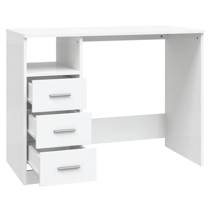 Desk with Drawers White 40.2x19.7x29.9" Engineered Wood