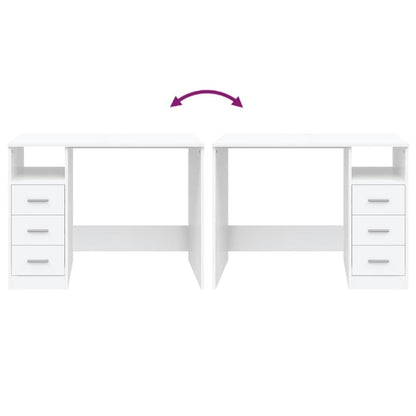Desk with Drawers White 40.2x19.7x29.9" Engineered Wood