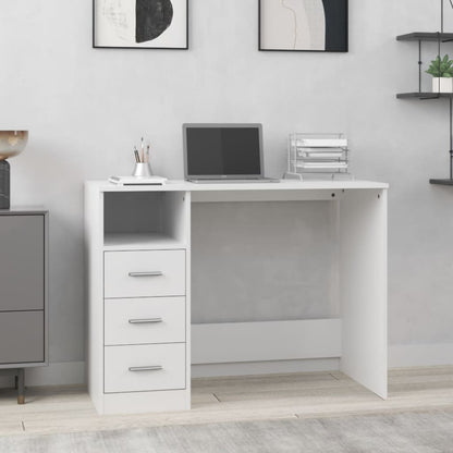 Desk with Drawers White 40.2x19.7x29.9" Engineered Wood