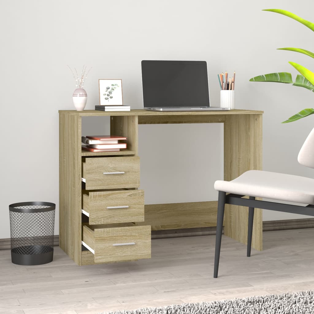 Desk with Drawers Sonoma Oak 40.2x19.7x29.9" Engineered Wood