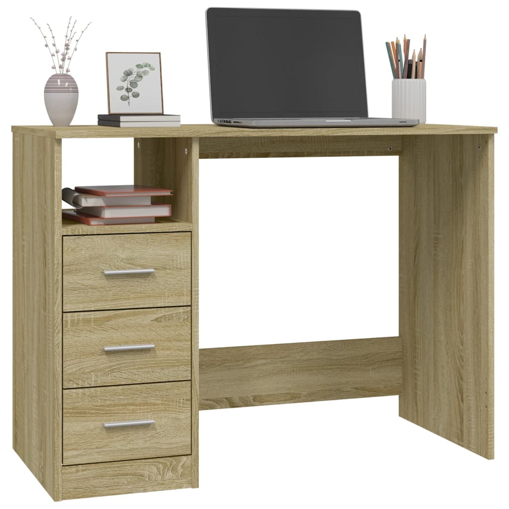 Desk with Drawers Sonoma Oak 40.2x19.7x29.9" Engineered Wood