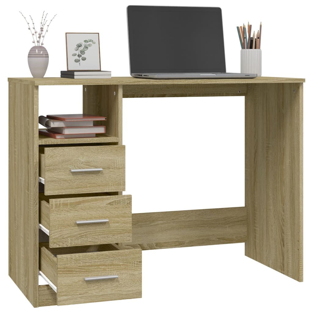 Desk with Drawers Sonoma Oak 40.2x19.7x29.9" Engineered Wood