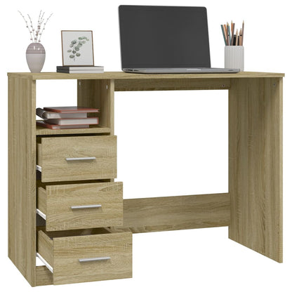 Desk with Drawers Sonoma Oak 40.2x19.7x29.9" Engineered Wood