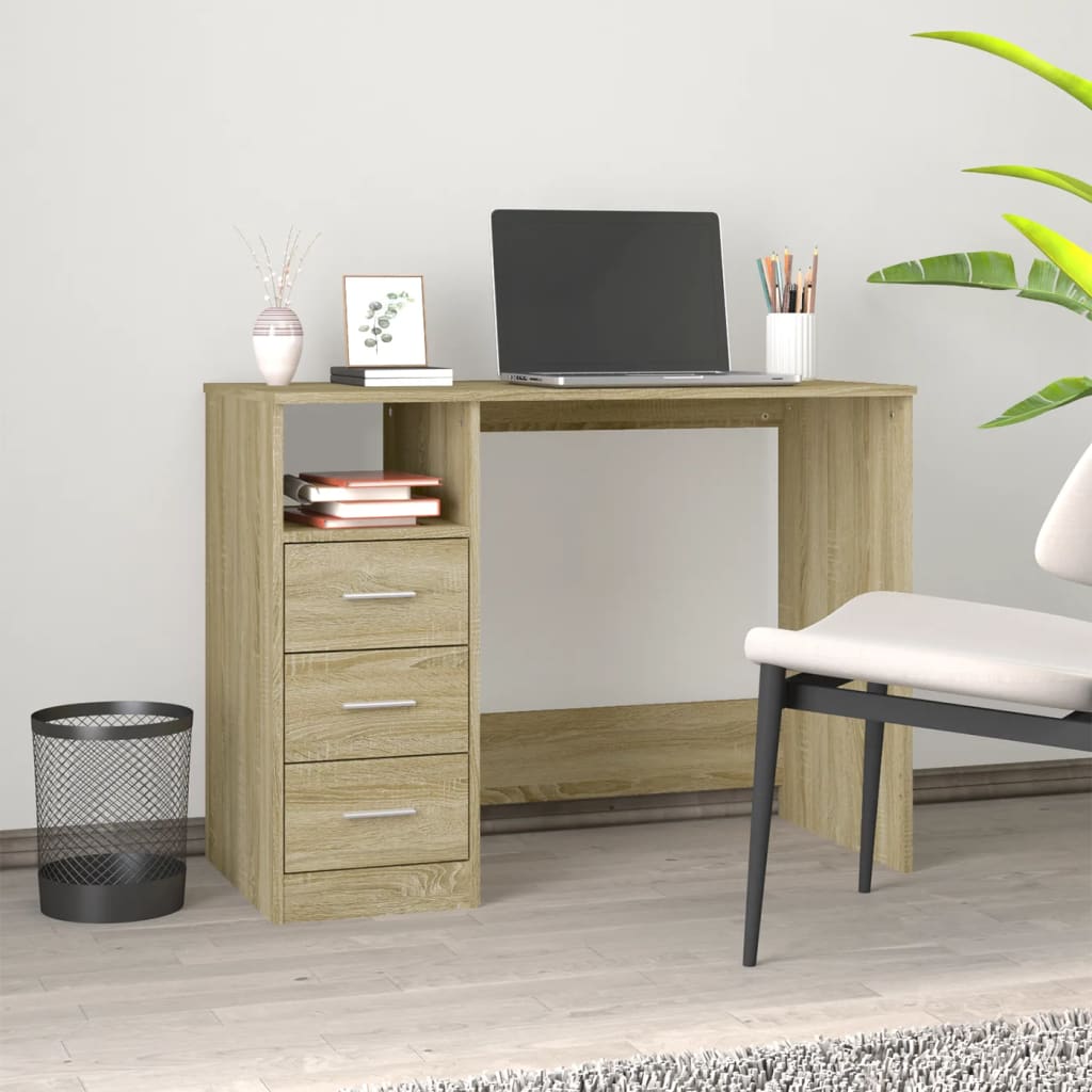 Desk with Drawers Sonoma Oak 40.2x19.7x29.9" Engineered Wood
