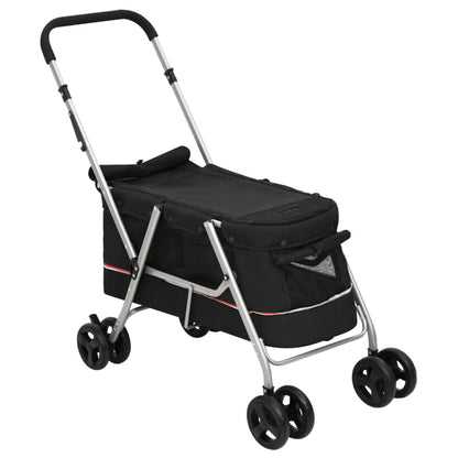 Dog Stroller Black Linen Fabric and Steel 39.4 x 19.3 x 37.8 in