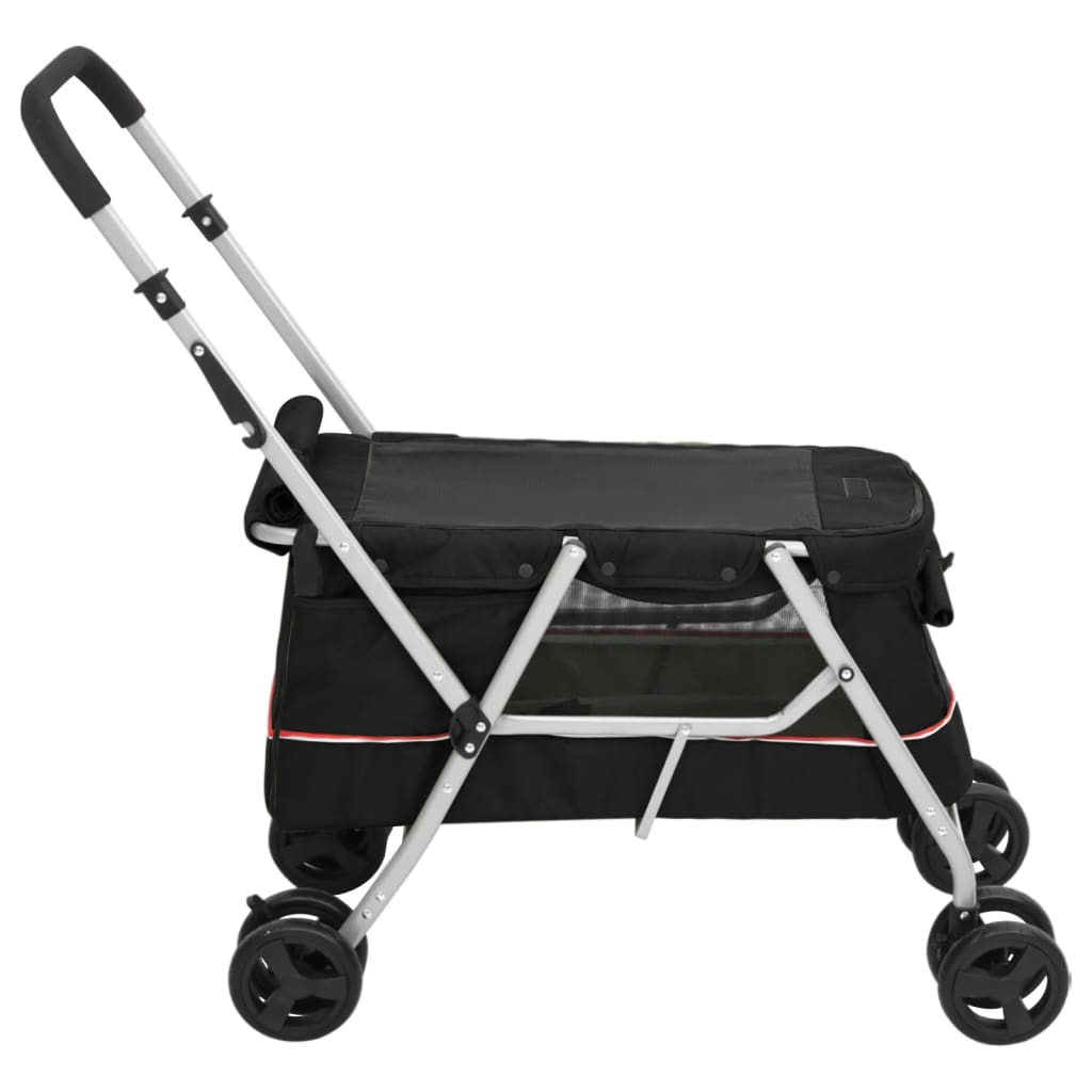 Dog Stroller Black Linen Fabric and Steel 39.4 x 19.3 x 37.8 in
