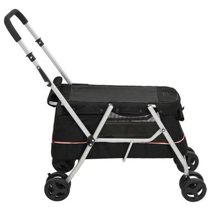 Dog Stroller Black Linen Fabric and Steel 39.4 x 19.3 x 37.8 in