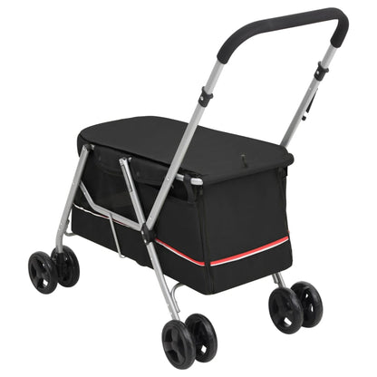 Dog Stroller Black Linen Fabric and Steel 39.4 x 19.3 x 37.8 in