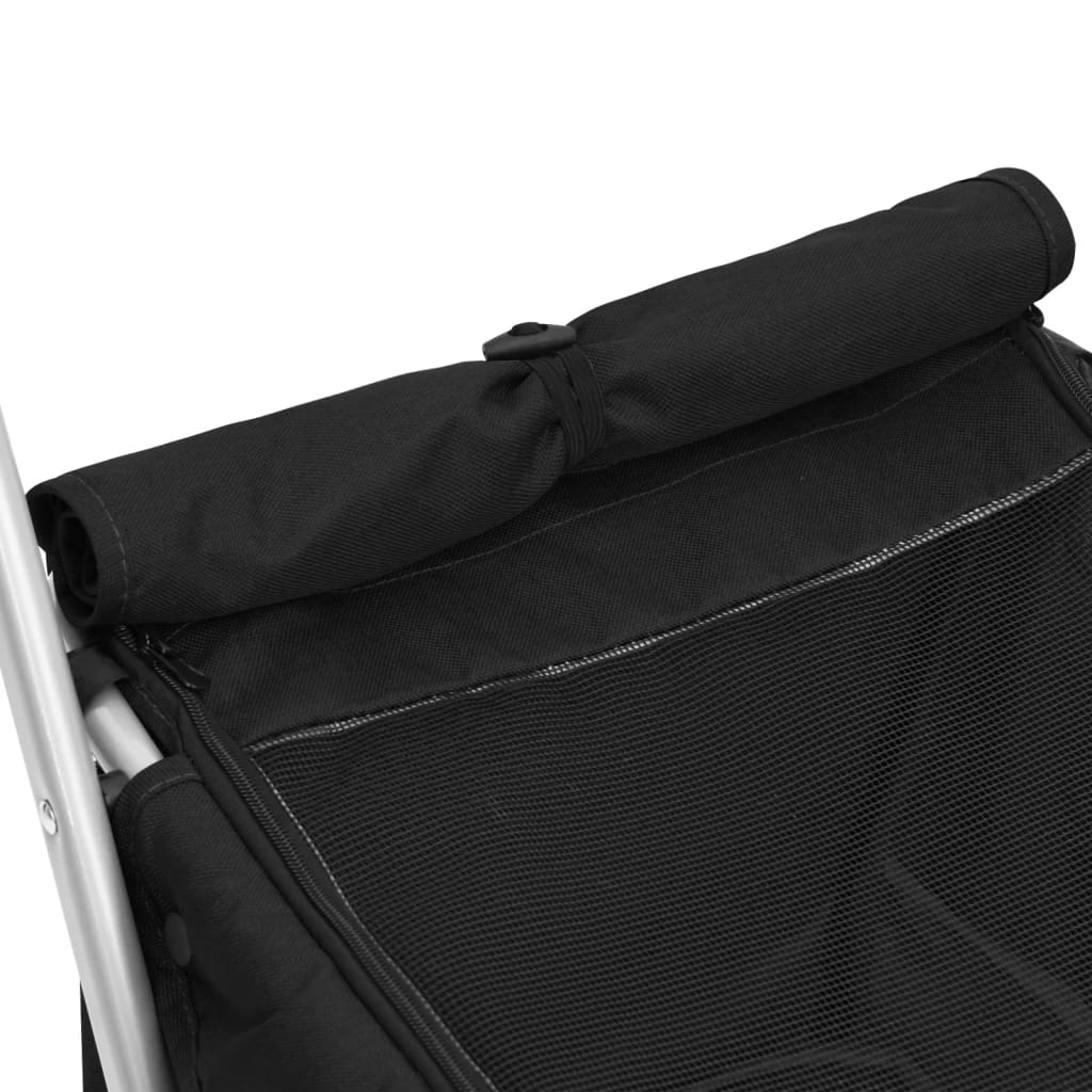 Dog Stroller Black Linen Fabric and Steel 39.4 x 19.3 x 37.8 in