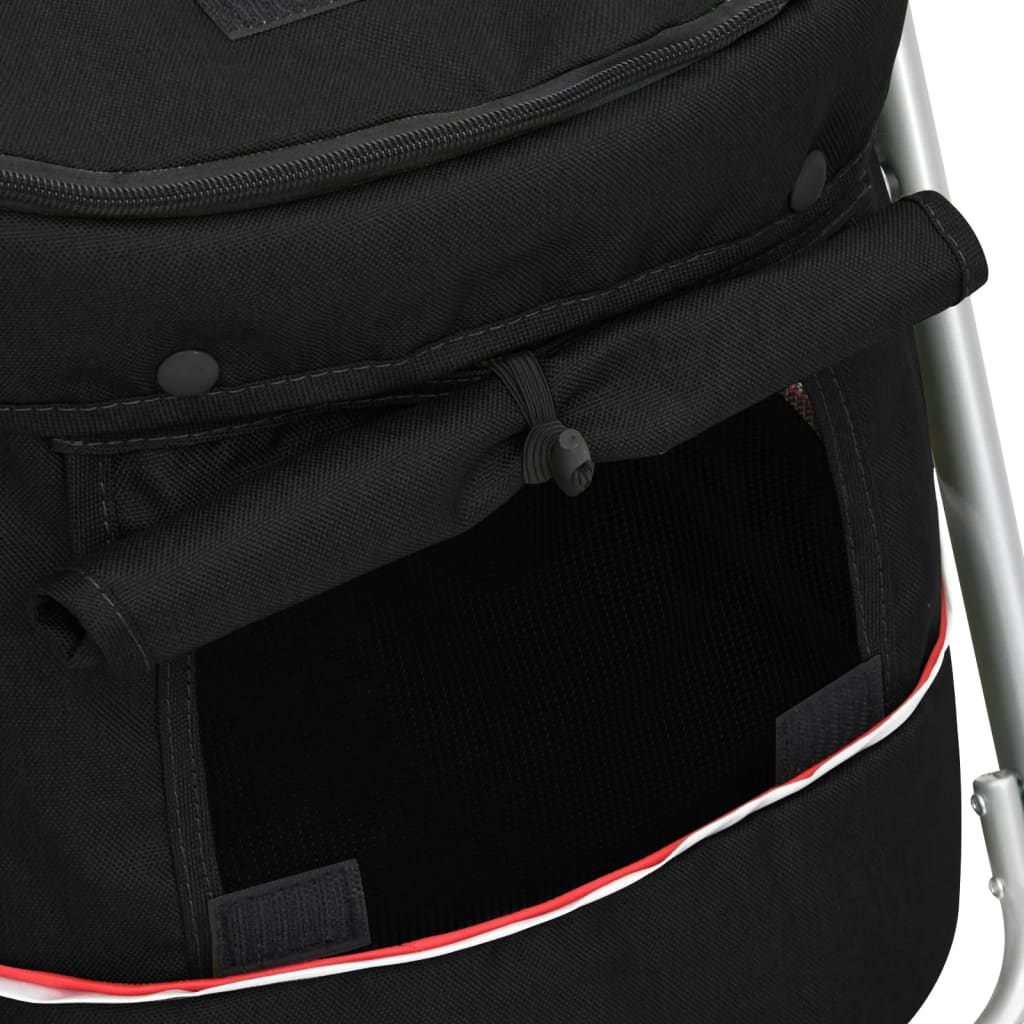 Dog Stroller Black Linen Fabric and Steel 39.4 x 19.3 x 37.8 in