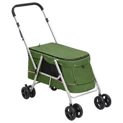 Dog Stroller Green Linen fabric 39.4 x 19.3 x 37.8 in Foldable